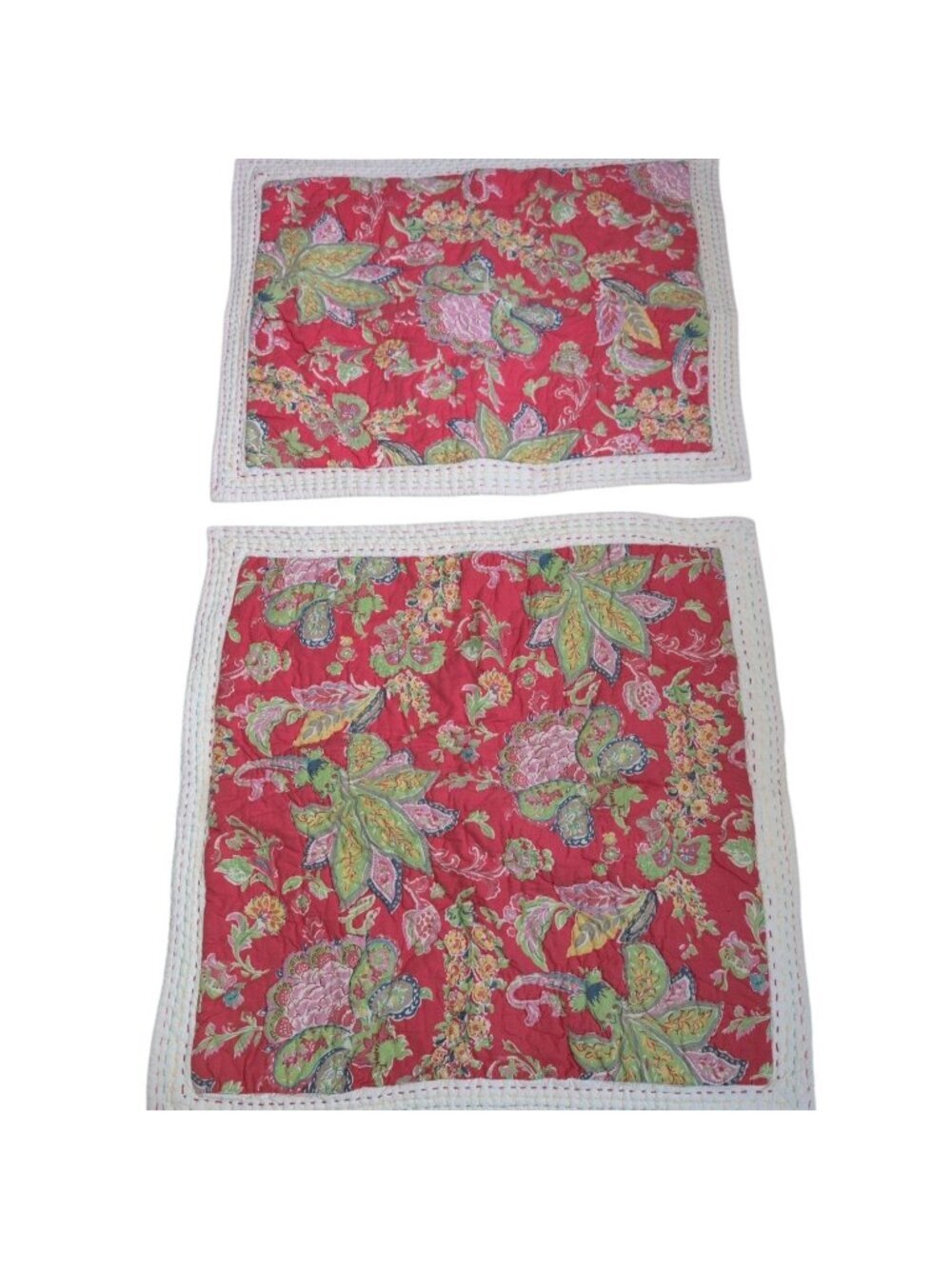Pottery Barn Floral Georgia Shams Red Quilted Square Rectangle 100% Cotton
